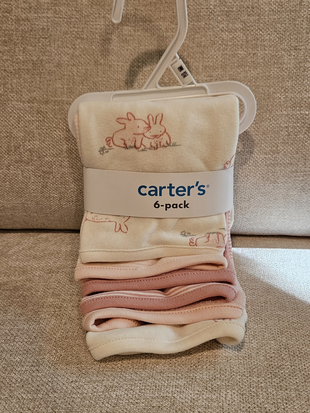 Carter's 6-Pack Baby Socks in Pink & Cream with Bunny Print